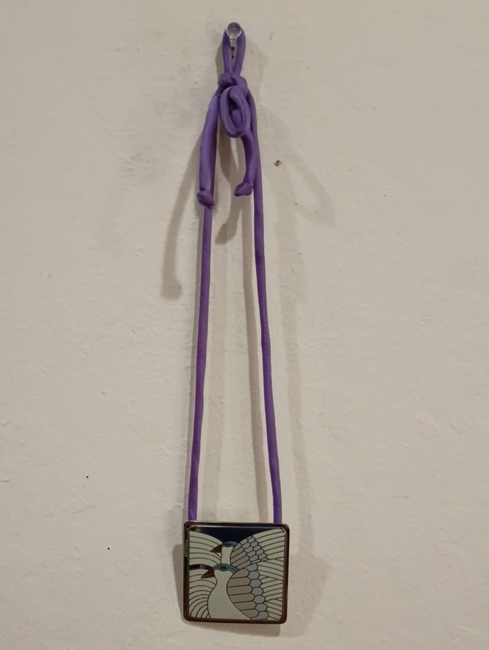 Laurel Burch Moon Doves Pendant With Purple Satin Cord - Vintage!